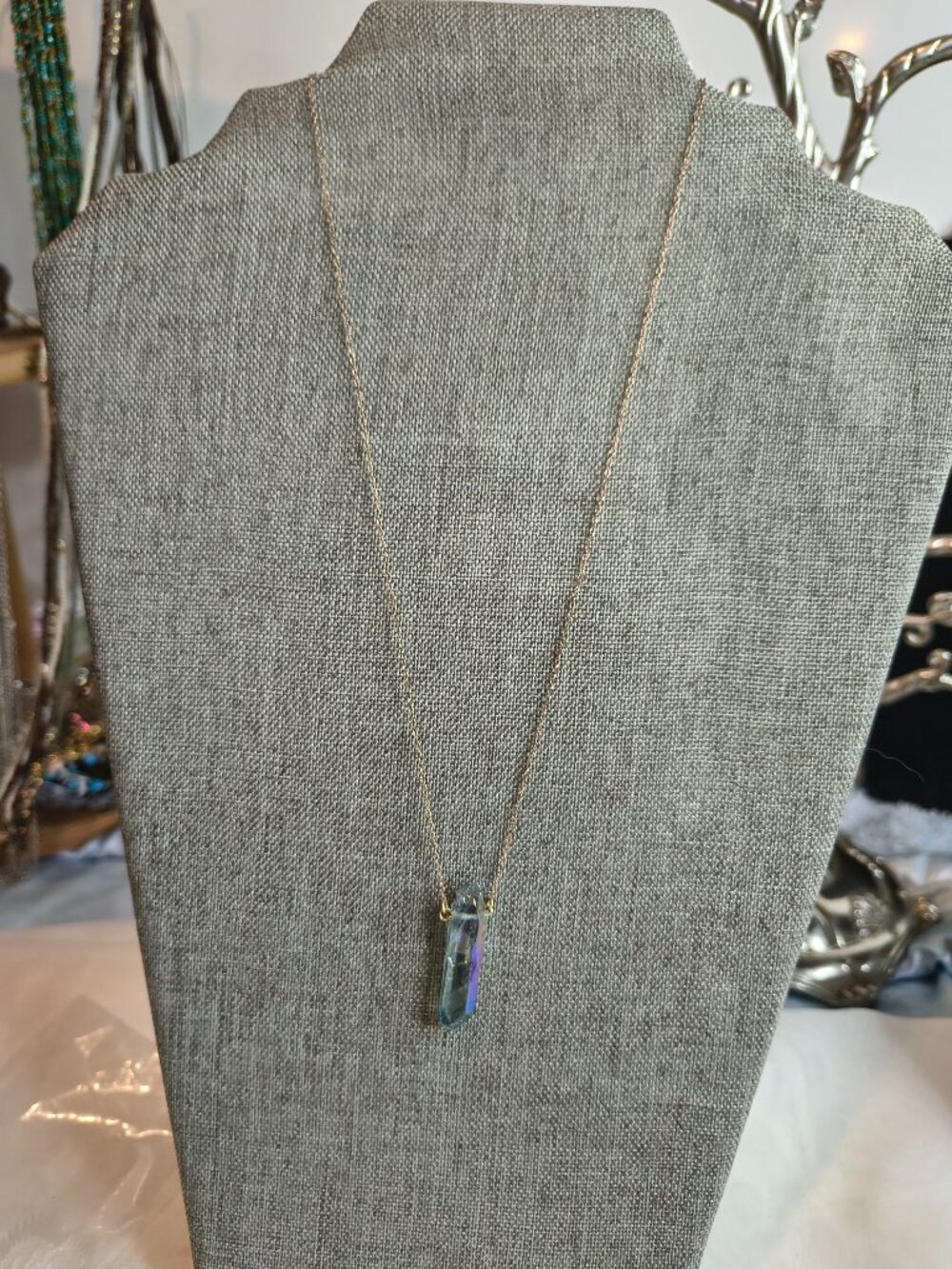 Sterling 925 Rose Gold AB Coated Quartz Necklace